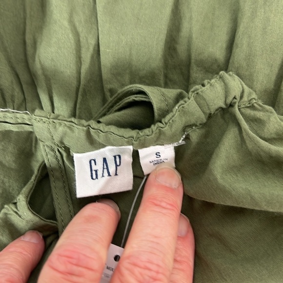 Gap Sz Small Halter Dress Cotton Midi Green Ruffle Milkmaid - Picture 9 of 16